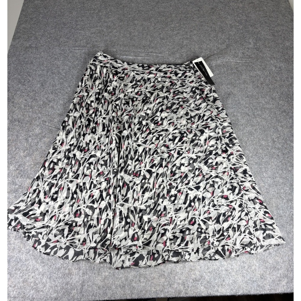 Vtg Jones New York 100% Silk Chiffon Art to Wear Midi Floral Skirt Womens 12 SEE